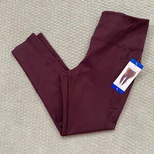 NEW Danskin Women's High Rise Bonded 7/8 Legging, Black Cherry, Large